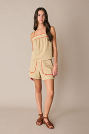 Contrast trim boxy top