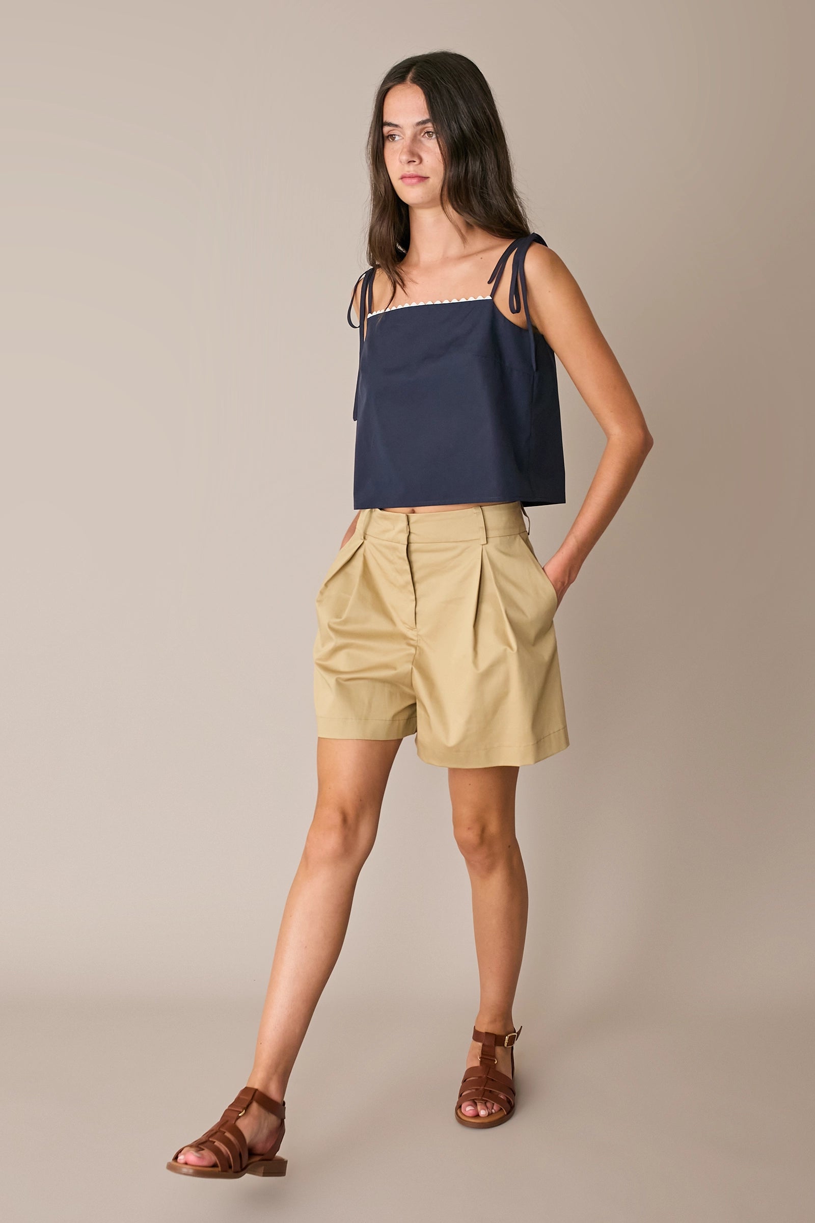 Top in cotone con serpentina
