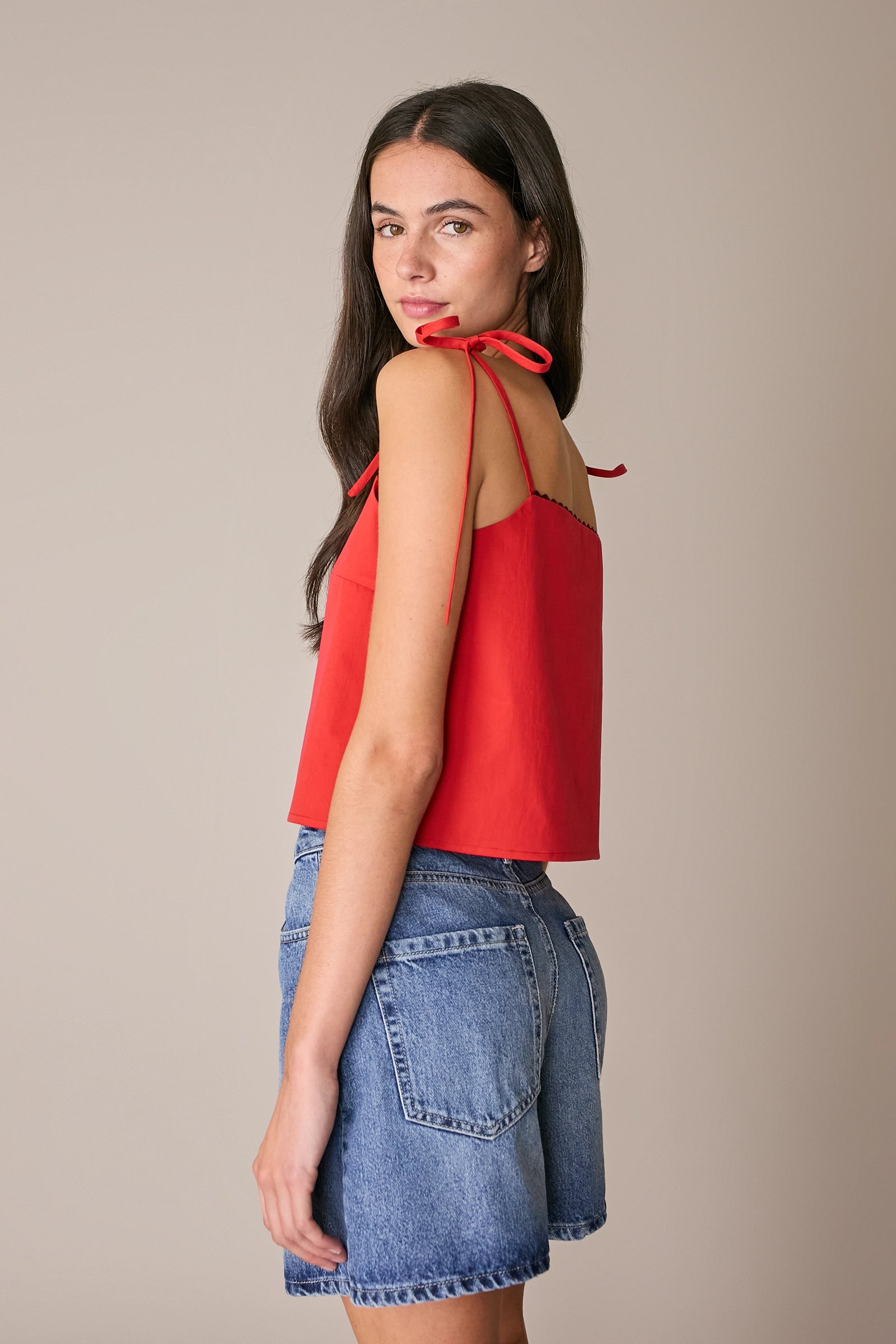 Top in cotone con serpentina