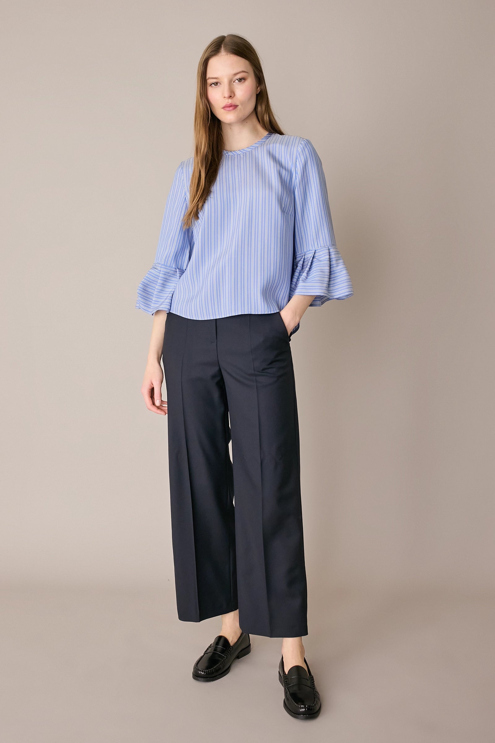 Silk top with bell sleeves