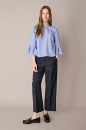 Silk top with bell sleeves