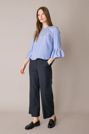 Silk top with bell sleeves