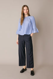 Silk top with bell sleeves