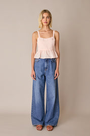 Top in cotone con balza