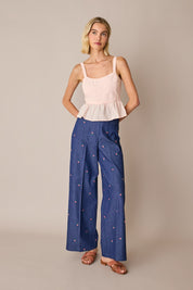 Top in cotone con balza