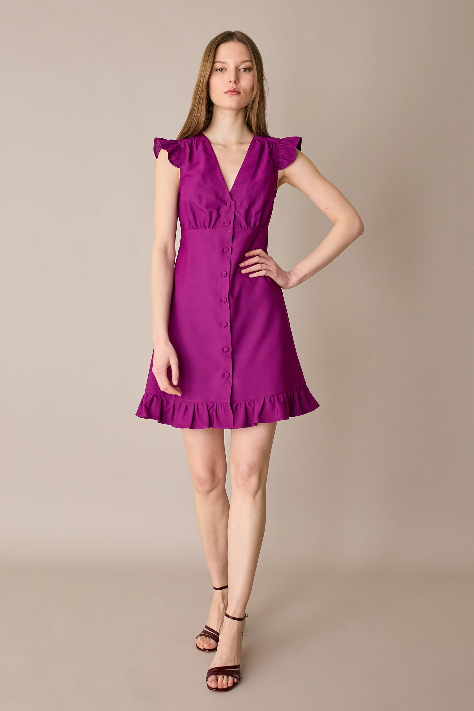 Ruffled shirt dress