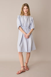 Linen dress with gathered waist