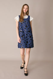 Abito in denim con ricami paillettes