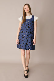 Abito in denim con ricami paillettes