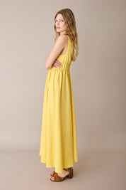 Long dress with gathered waist