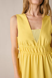 Long dress with gathered waist