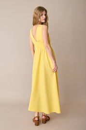 Long dress with gathered waist