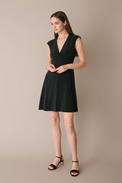 Stretch dress with twisted neckline