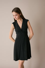 Stretch dress with twisted neckline