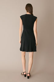 Stretch dress with twisted neckline
