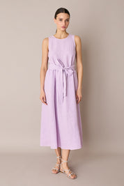 Long linen dress with matching belt
