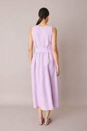 Long linen dress with matching belt