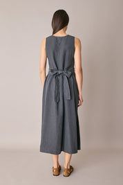 Long linen dress with matching belt