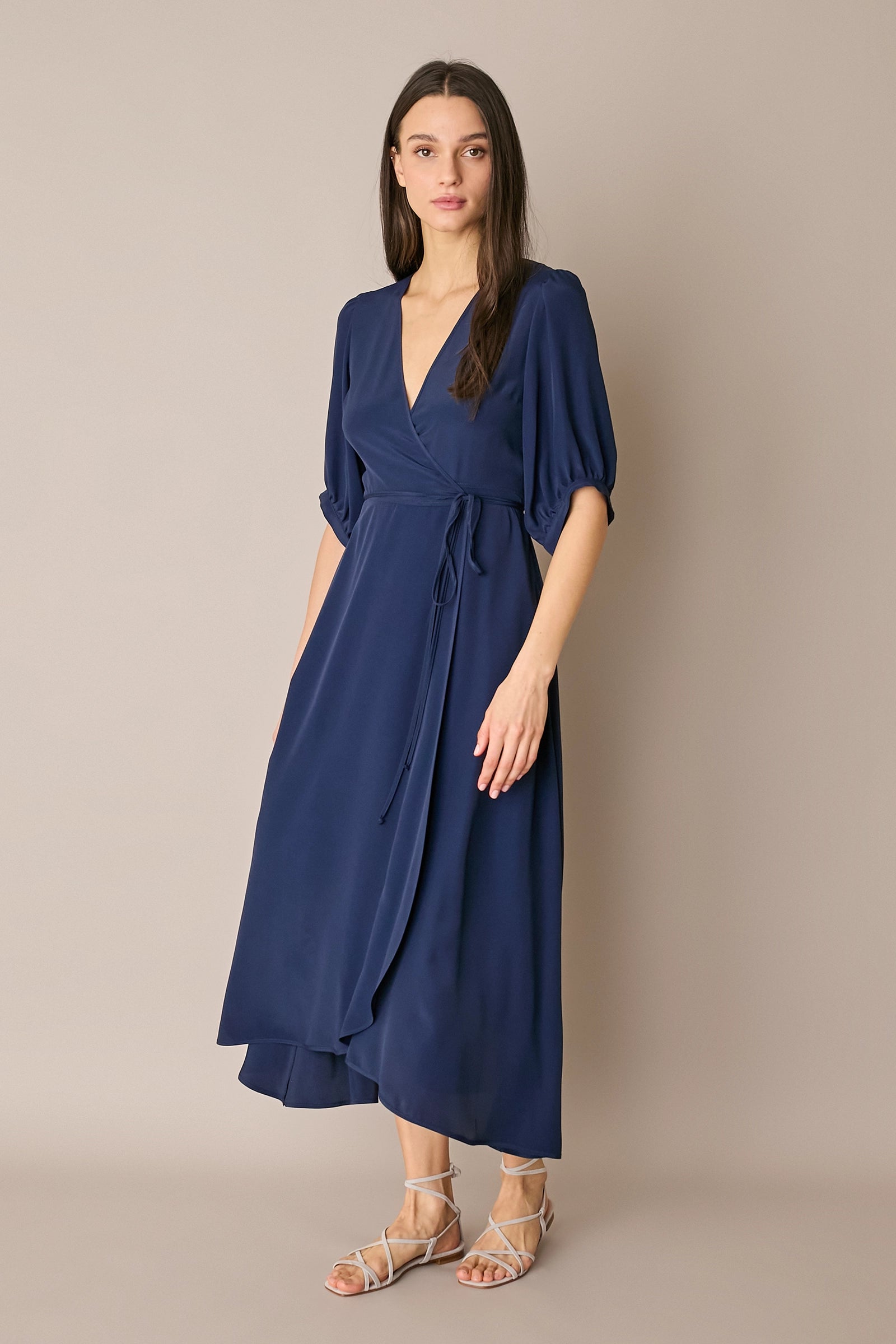 Silk-blend wrap dress