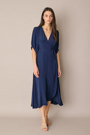 Silk-blend wrap dress