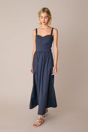Abito lungo in lino stretch