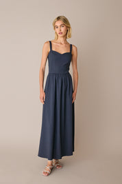 Abito lungo in lino stretch