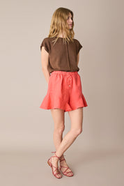Linen shorts with buttons