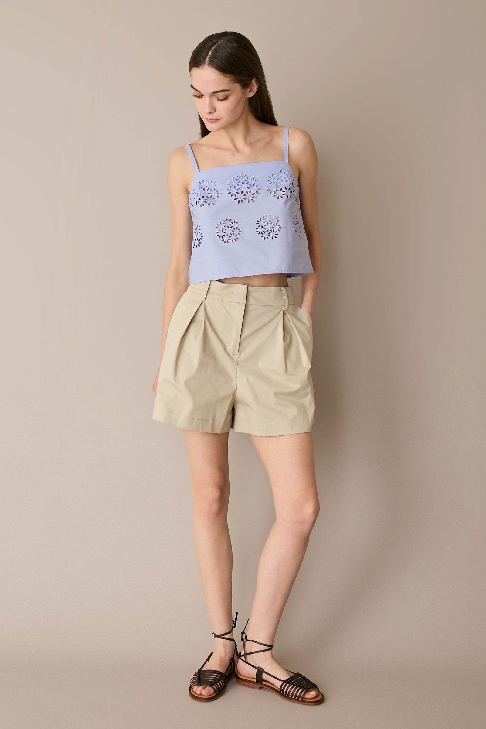 Pleated shorts