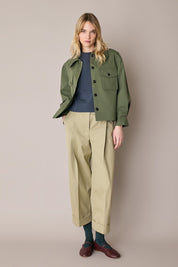 Ripstop cotton jacket with ruffled collar