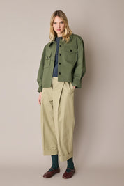 Ripstop cotton jacket with ruffled collar