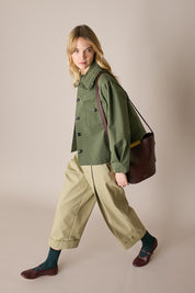 Ripstop cotton jacket with ruffled collar
