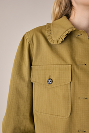 Ripstop cotton jacket with ruffled collar