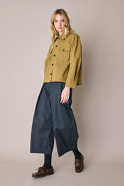 Ripstop cotton jacket with ruffled collar