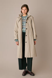 Ruffled collar trench coat