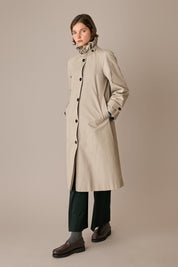 Ruffled collar trench coat