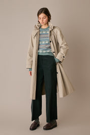 Ruffled collar trench coat