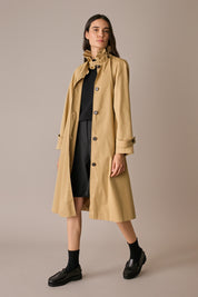 Ruffled collar trench coat