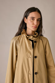 Ruffled collar trench coat