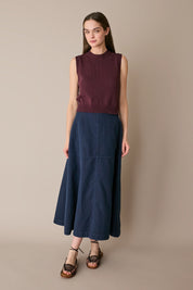 Gonna casual in blend di lino