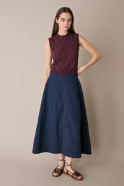 Gonna casual in blend di lino