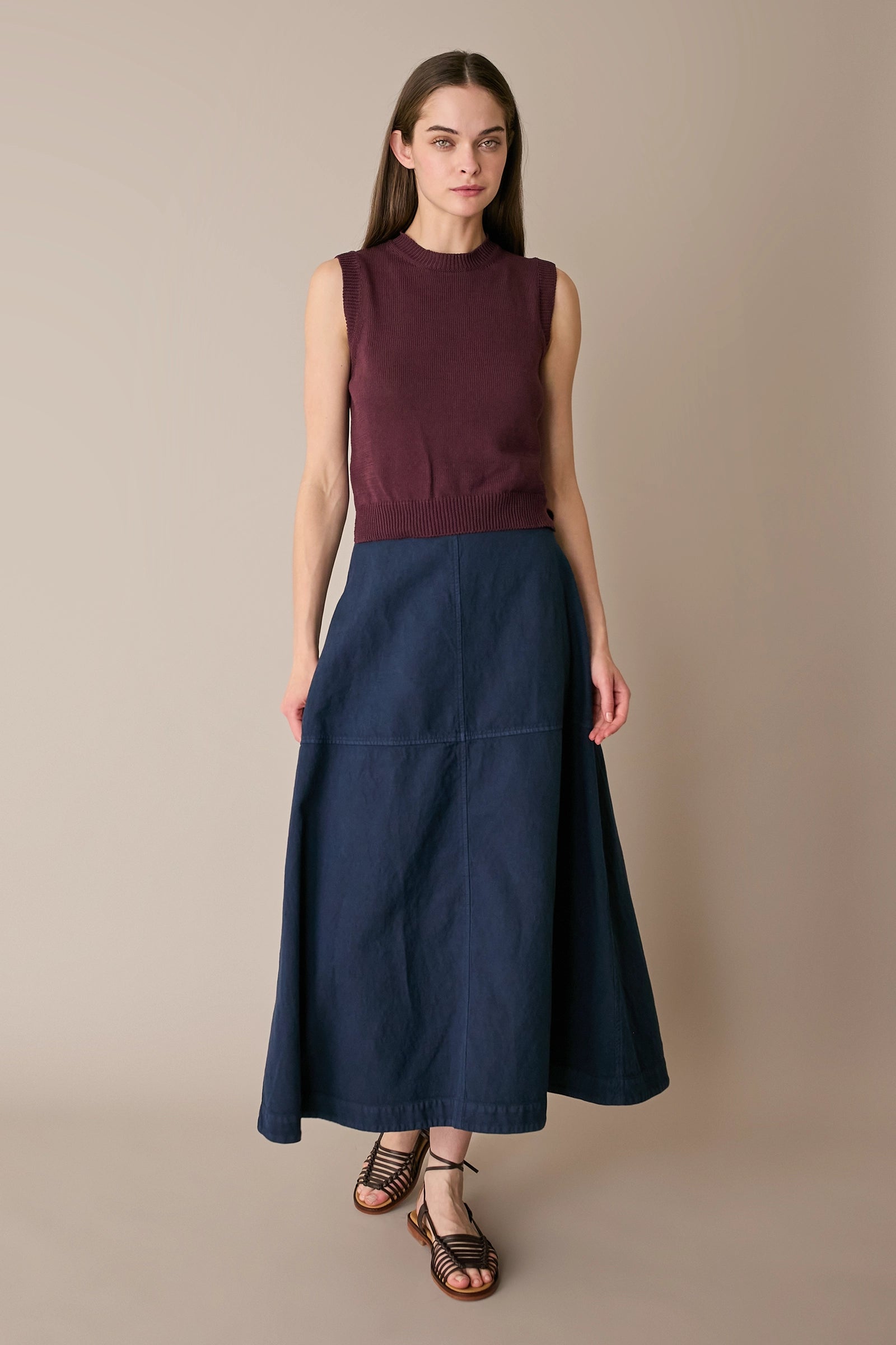 Gonna casual in blend di lino