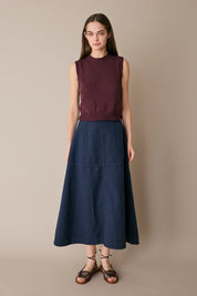 Gonna casual in blend di lino