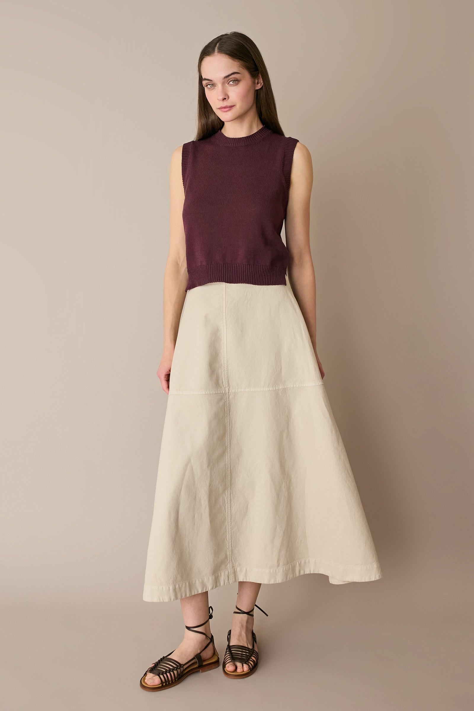 Gonna casual in blend di lino