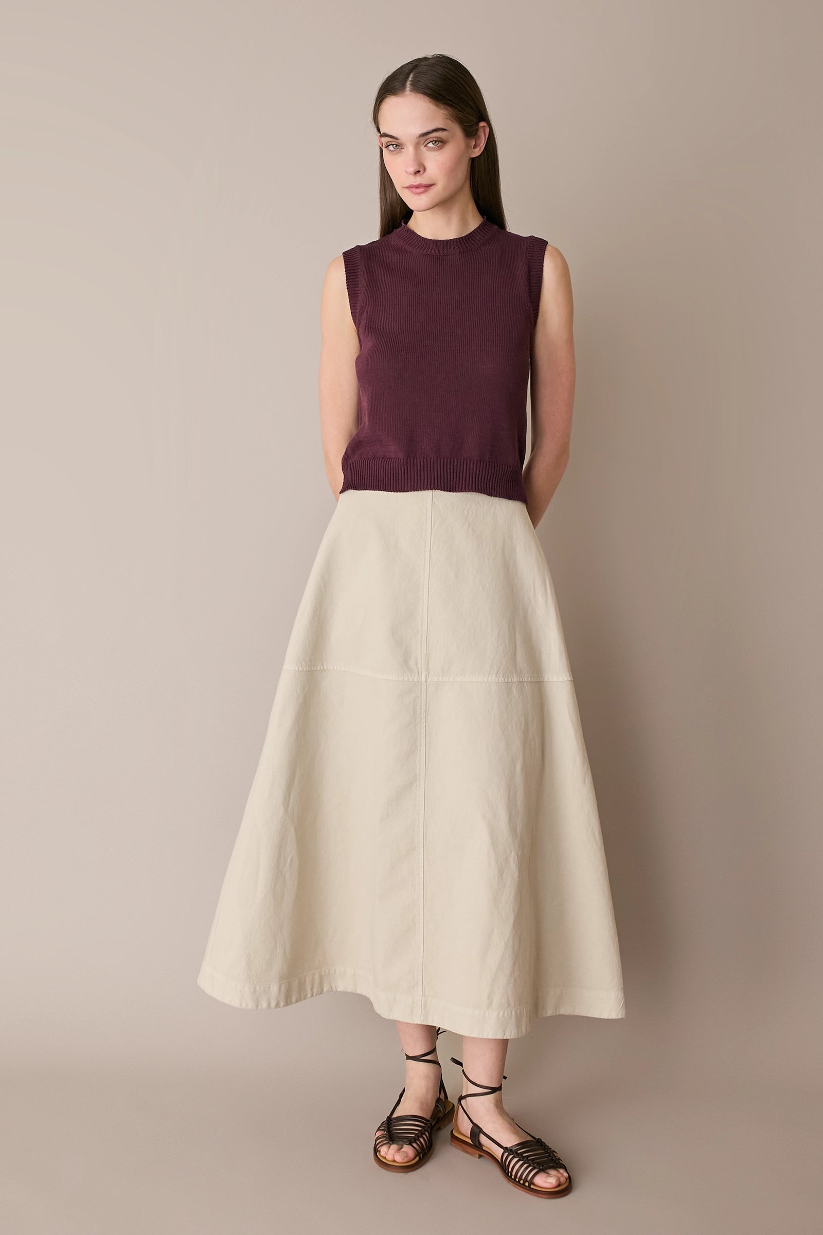 Gonna casual in blend di lino