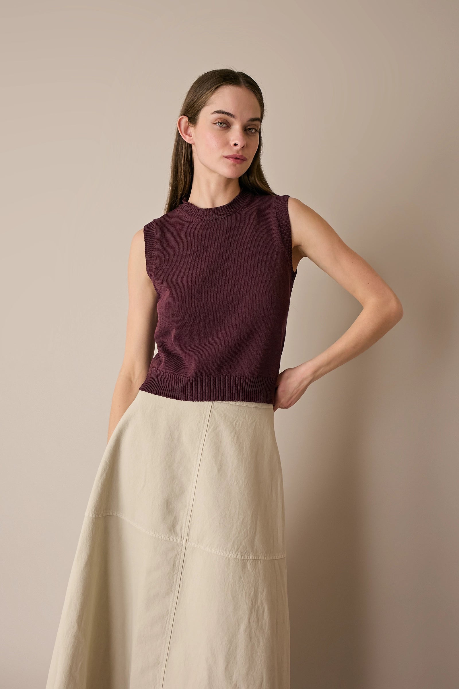 Gonna casual in blend di lino