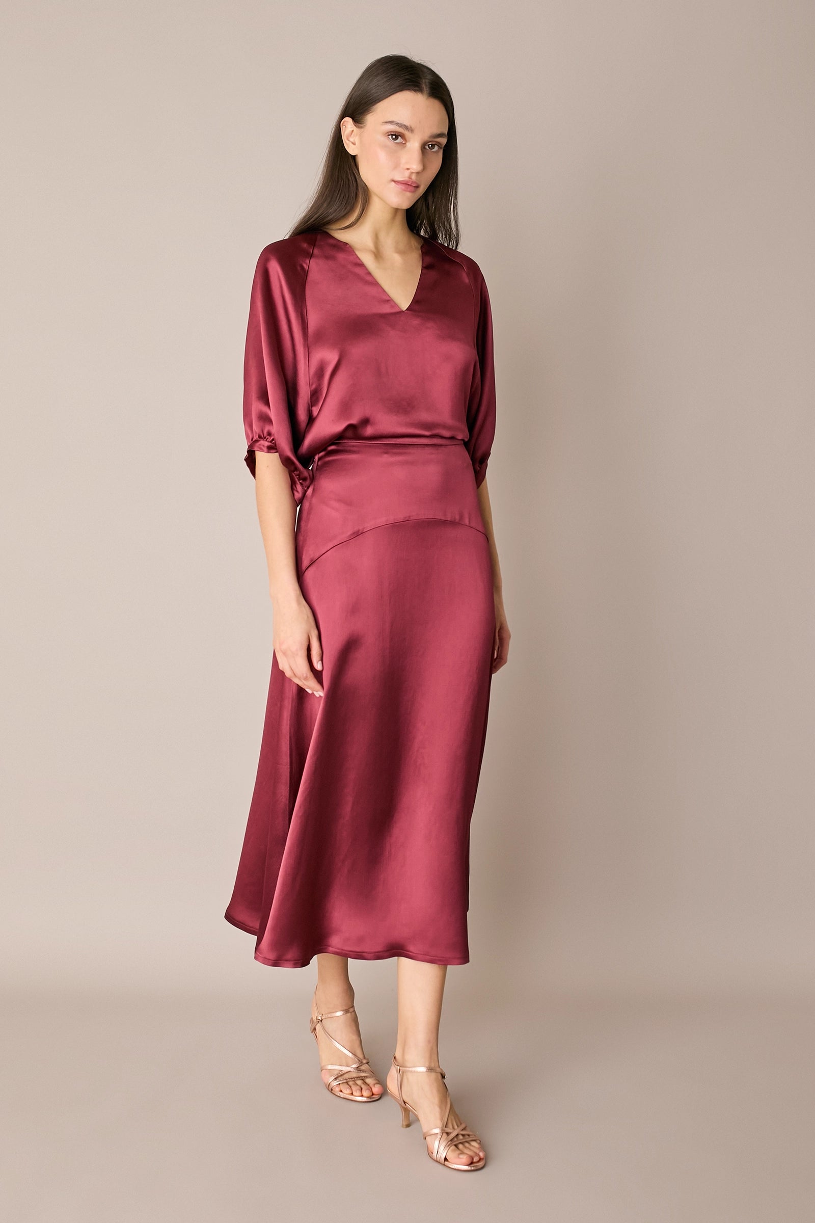 Long satin skirt