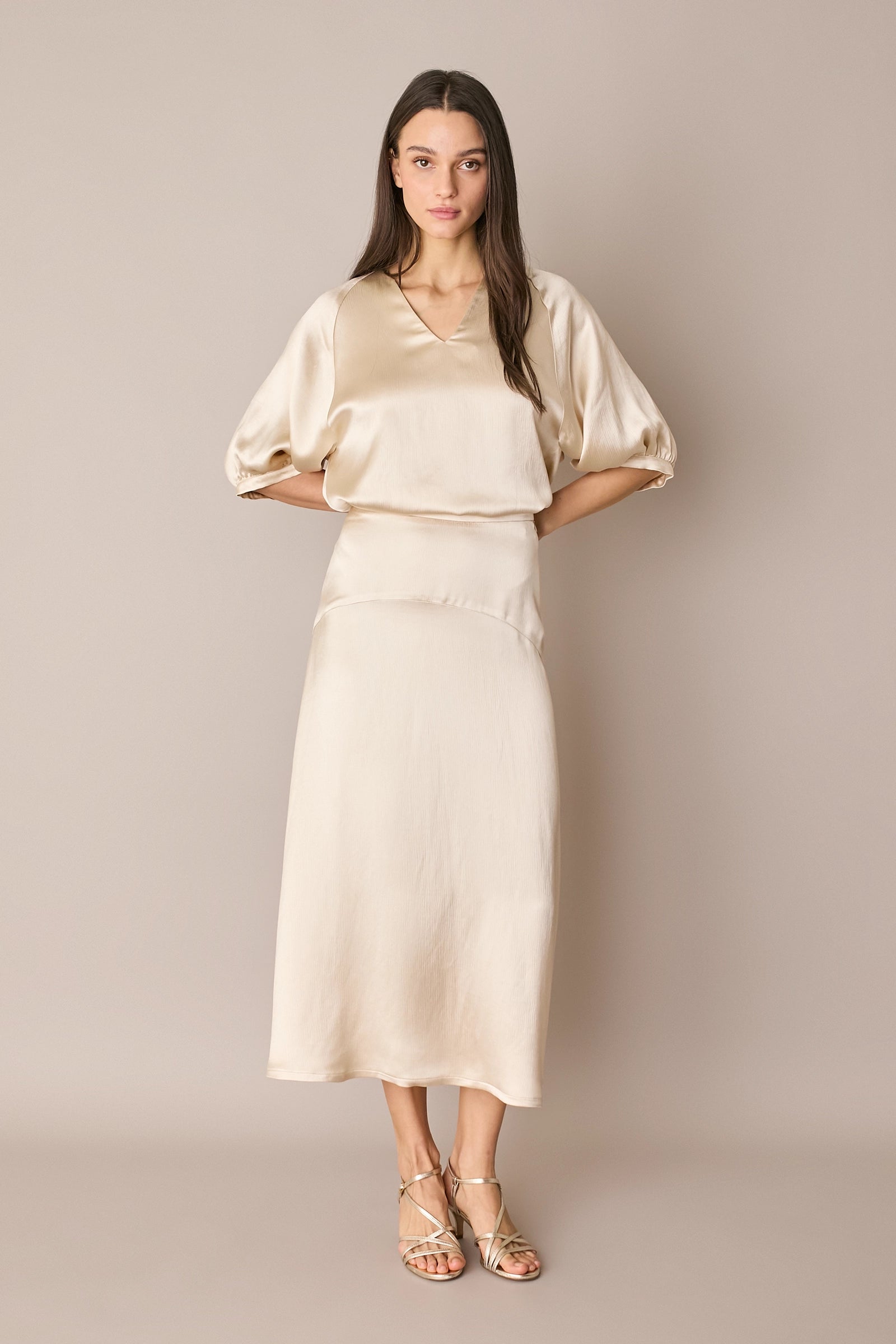 Long satin skirt