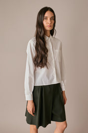 camicia con colletto stondato righine bianco-azzurro, colletto stondato