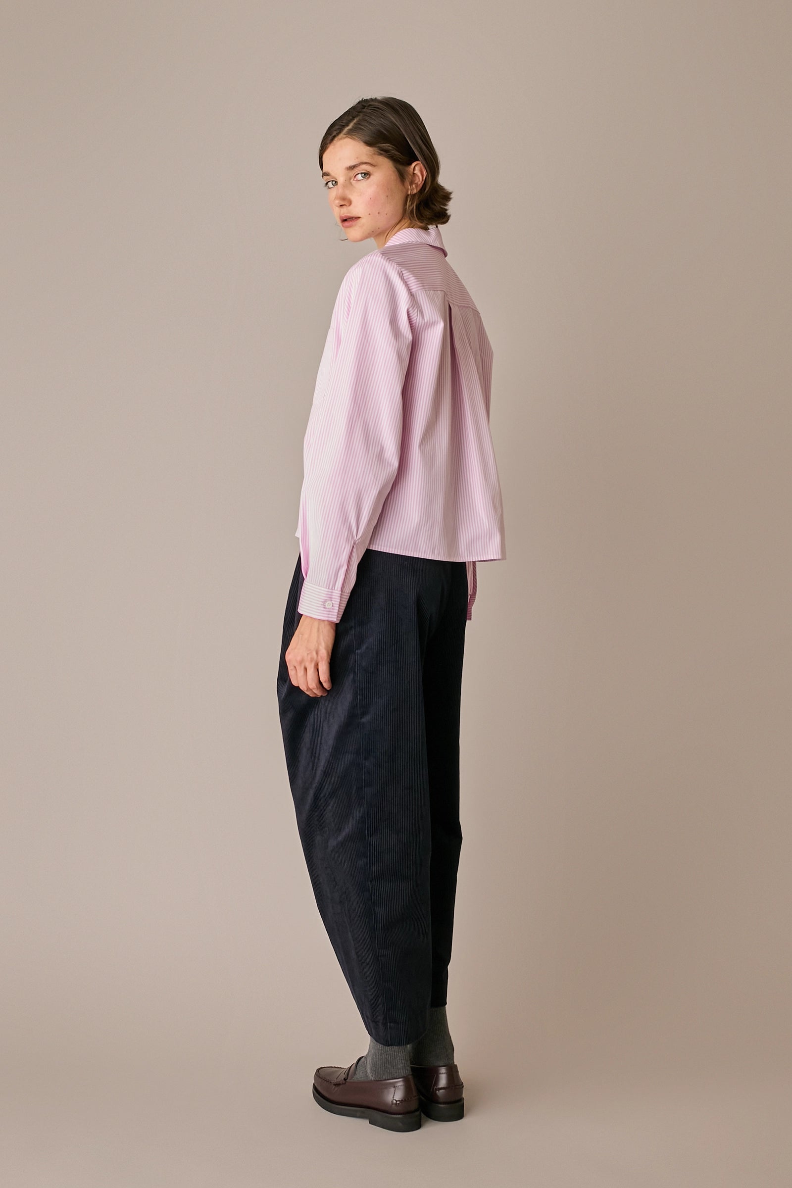 camicia con colletto stondato, colletto stondato, bianco