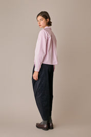 camicia con colletto stondato, colletto stondato, bianco